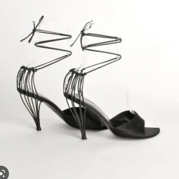 Chanel Vintage Satin Strapp Cage Heels - Picture 1 of 1